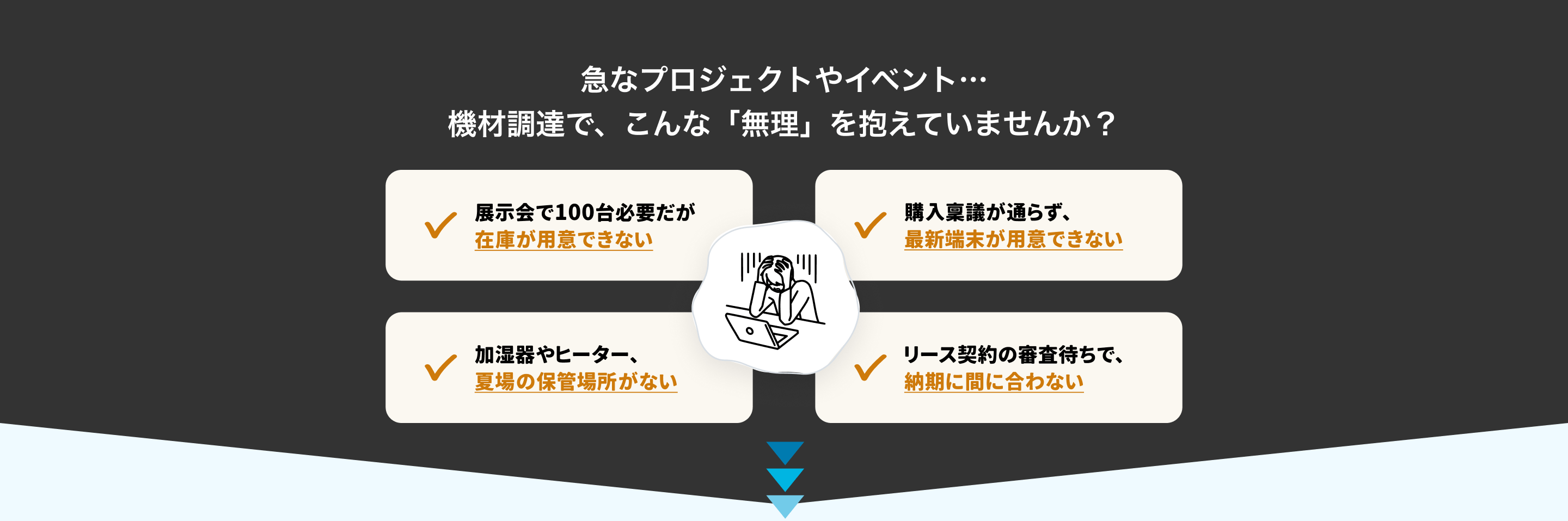 急なプロジェクトやイベント…機材調達で、こんな「無理」を抱えていませんか？