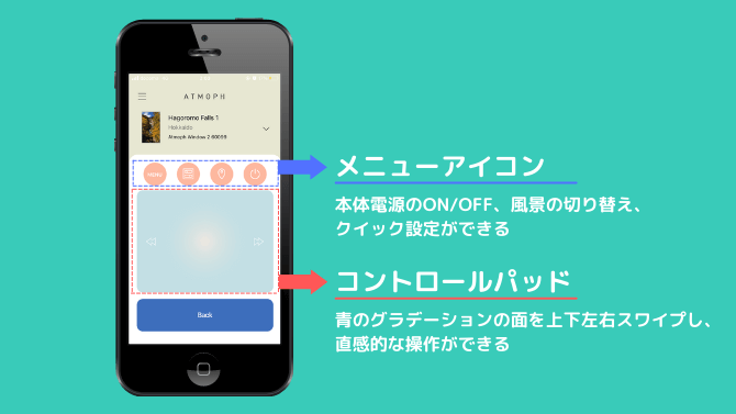 Atmoph Window2のアプリの本体操作
