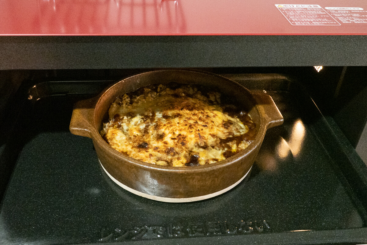 SHARP ヘルシオ AX-XA10 を使って実際に調理 ヘルシオ AX-XA10で作った料理 カレーハンバーグドリア（まかせて調理「焼く」）
