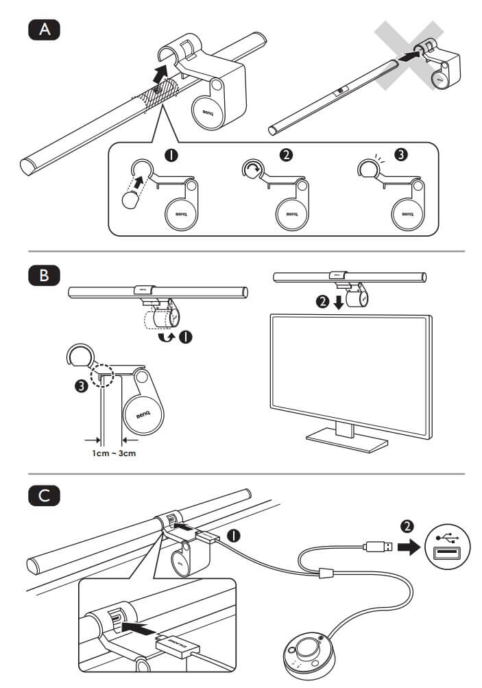 BenQ ScreenBar Plusの設置方法