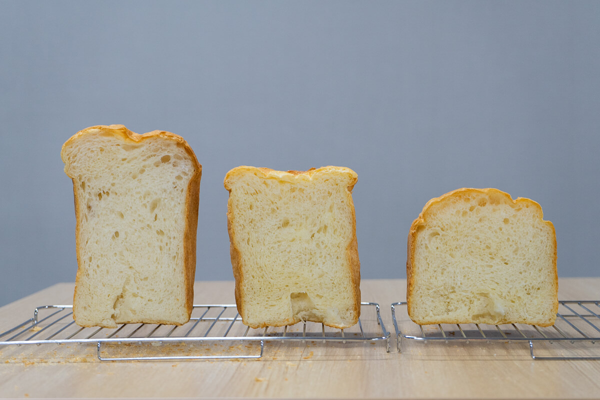 ホームベーカリーで食パンを作って比較 3. 食パンのふくらみの検証