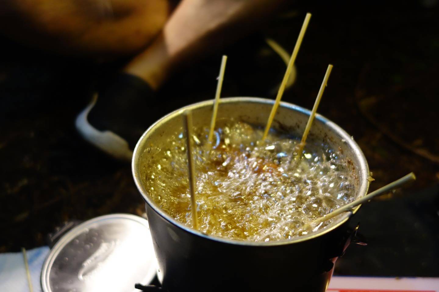 以前のキャンプでの串揚げは大変だった