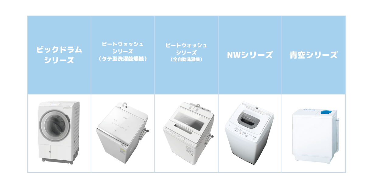 日立の洗濯機のシリーズ紹介