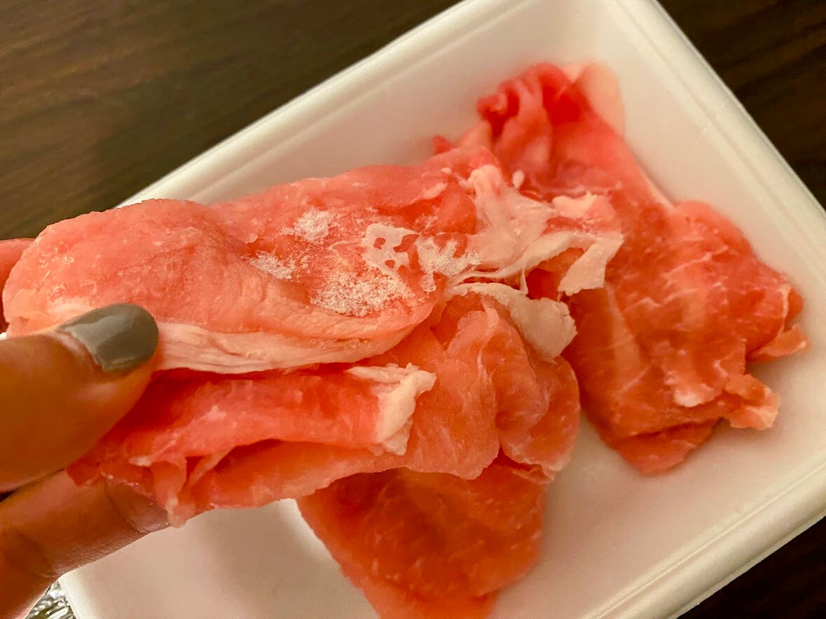 バルミューダ The Rangeで解凍した豚肉