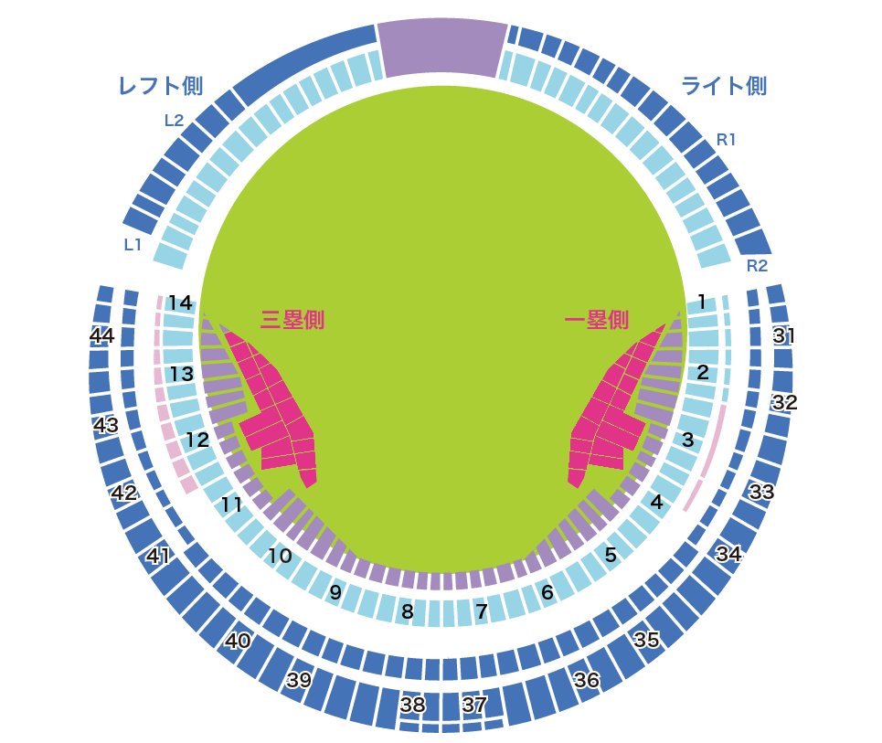 ZOZOマリンスタジアム　スタンド席　座席表