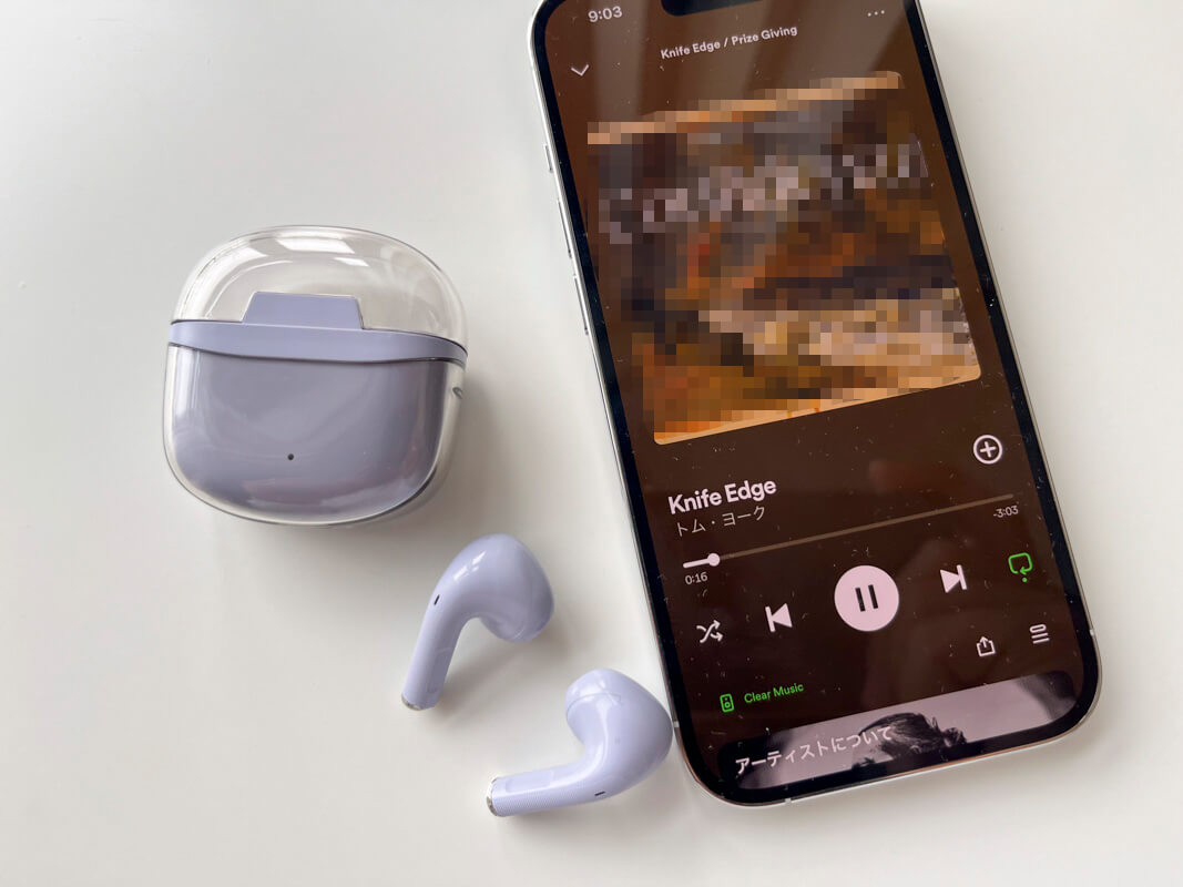 3COINS(スリーコインズ) のクリアケースワイヤレスイヤホンを実際に使ってみた感想 ◯：こもって聴こえる音質で、音漏れはそこまで気にならない
